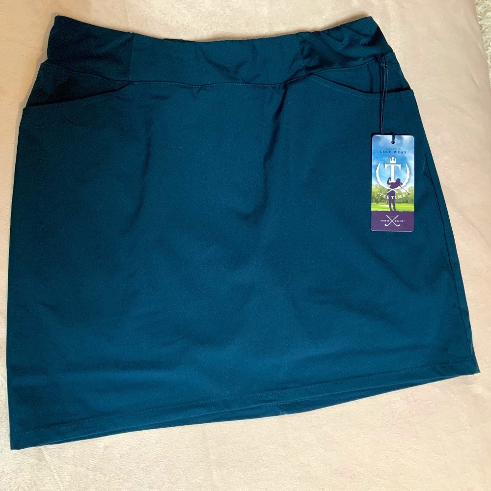 Tee Time Blue Green Teal M Skort Golf Resort Travel Active Pickleball Sporty